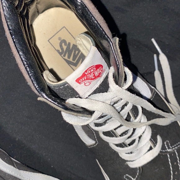 Vans, size 12 women size 10 men. Plain black hightops - Picture 3 of 3